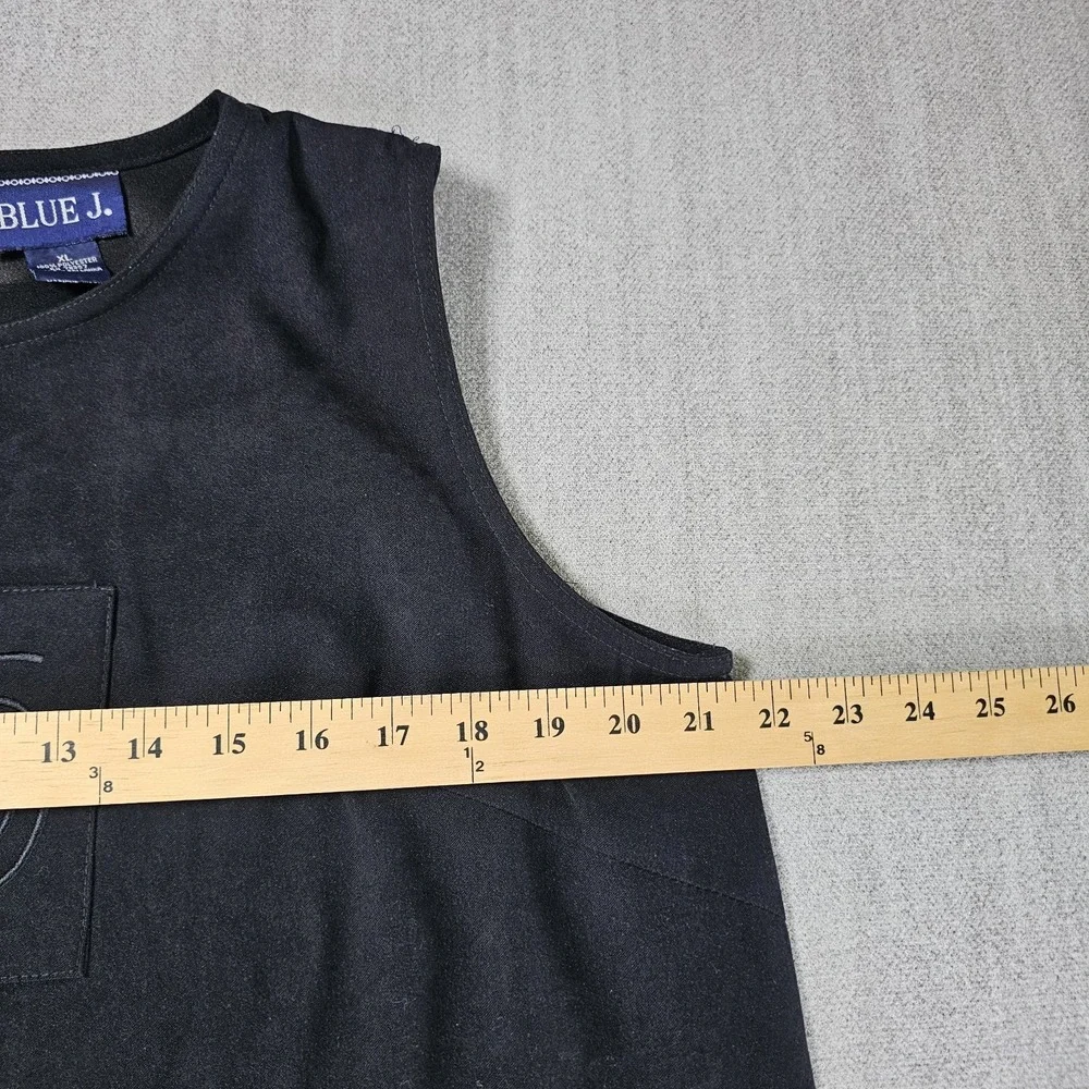 Blue J Maxi Dress Women's Round Neck Sleeveless XL Black Embroidered Soft Touch